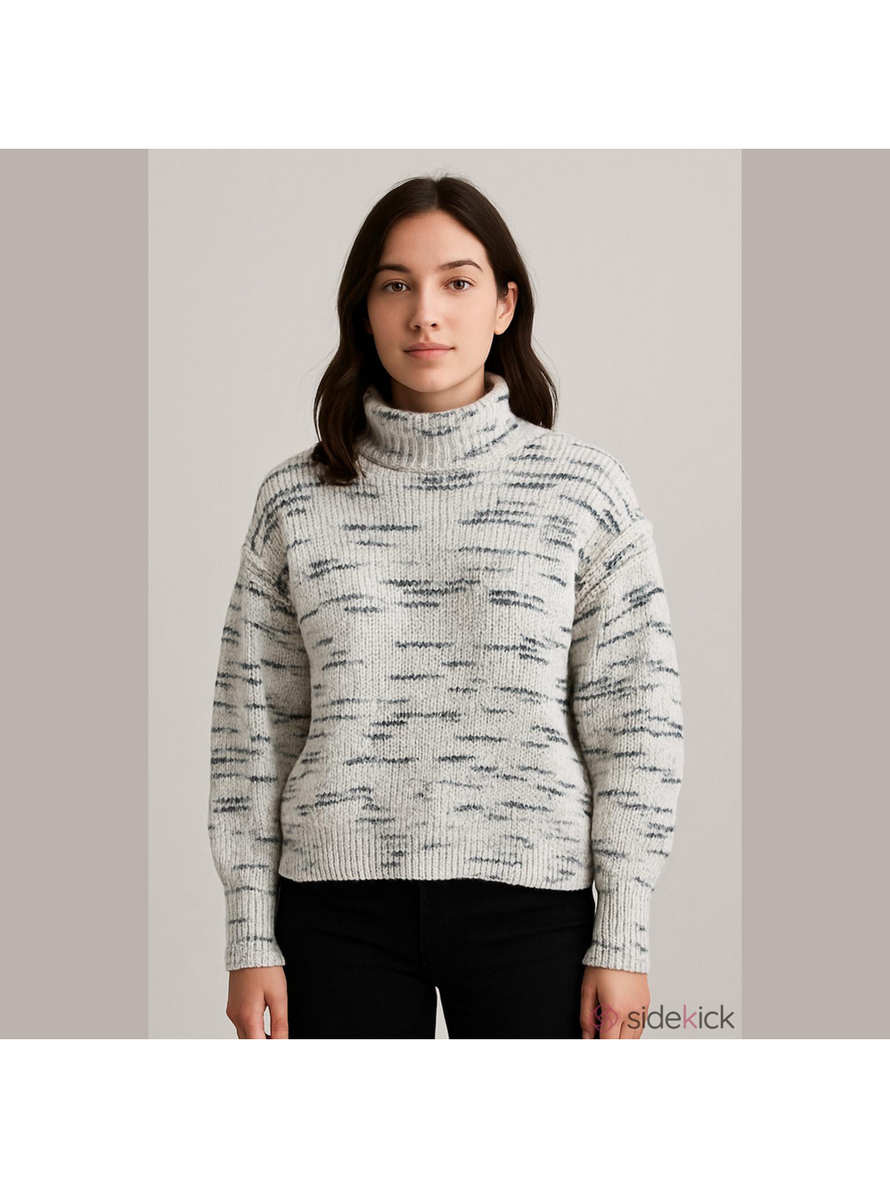 Varley White and Gray Turtleneck Chunky Sweater size XXS